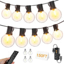 Outdoor String Lights 150FT with Remote Dimmer, G40 Globe LED Patio Lights with 75 Edison Plastic Bulbs(4 Spare), Waterproof Connectable Hanging Lights for Backyard Porch Balcony Yard Deck Party Decor by CozyNest Decor