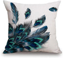 TSSOHU Peacock Feather Watercolor Throw Pillow Case Cushion Cover Couch Sofa Decorative Square 18x18 inches by CozyNest Decor