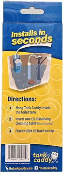 The Tank Caddy is a carrier that hangs inside your toilet tank, while trapping the soot that remains as blue and bleach tablets dissolve. by CozyNest Decor