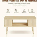 LAZZO Coffee Table with Storage Center Table for Living Room Rectangle Coffee Table with Rounded Edges,Easy Assembly, Natural Wood by CozyNest Decor
