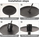Set of 7 Metal Black Candle Holders, Assemblable Pillar and Taper Candlesticks, Halloween Fall Thanksgiving Day Dining Table Centerpieces Decor, Mantle Fireplace Candle Sticks Decorations by CozyNest Decor
