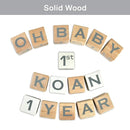 I'm Solid Wood Baby ABC Alphabet Milestone Age Blocks, Personalized Own Name, Gender Neutral, Newborn Gifts & Keepsakes for Picture Props (1.4" / 16 Pcs/Grey) by TinyTreasures Baby Boutique