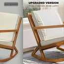 IDZO Club Rocking Chair 500lbs Capacity with Inclined Backrest, Thick Foam Cushion, Solid Acacia Wood Rocker for Patio, Backyard, Balcony, Porch by CozyNest Decor