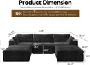 118" U Shaped Modern Sofa Modular Sectional Cloud Couch with 2 Ottoman,Upholstered Couches with Plush Corduroy Fabric for Living Room Furniture,Bedroom and Apartment,No Assembly Required,Black by CozyNest Decor