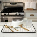 S&T INC. Dish Drying Mat, 16” x 18”, Absorbent Microfiber Kitchen Counter Mat, Dish Drying Pad for Dishes, Utensils, Pots and Pans, Large, Stitched Plaid by CozyNest Decor