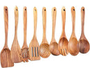 Wooden Kitchen Utensils Set,GUDAMAYE 9 PCE Natural Teak Wooden Spoons For Non-stick Pan for Cooking, by CozyNest Decor