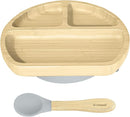 Abiie Octopod Bamboo Dish - Kids Plates for 4 months and up, 3-Compartment Baby Plates with Suction, Triangle Bamboo Baby Plate, Mess-Free Toddler Suction Plates, Baby Feeding Supplies, 8.3x1.9x7.7 in by TinyTreasures Baby Boutique