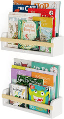 Wallniture Florida 24 inch Wall Bookshelf for Kids Room, Floating Shelves Nursery Decor, Wood White Wall Shelf Set of 2 Kitchen, Bathroom Decor (16'') by TinyTreasures Baby Boutique