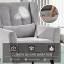 Accent Chair Set of 2, Upholstered Armchair with Pillow, Fabric Single Sofa Chair with Lounge Seat and Wood Legs Accent Chair for Living Room Small Spaces (Grey, Set of 2) by CozyNest Decor