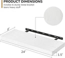 Fun Memories 24 Inch Floating Shelves - Deep Rustic White Wooden Wall Shelves - Extra Deeper & Thicker Wall Mounted Storage Shelf for Bedroom, Kitchen, Farmhouse - 2 Pack, Rustic White by CozyNest Decor
