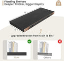 Heimlove 24 x 12 Inch Deep Floating Shelves Wall Mounted with Invisible Brackets,Storage Hanging Shelf for Wall Decor in Bathroom, Bedroom, Toilet, Kitchen, Living Room, Office Set of 2 (Black) by CozyNest Decor