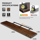 Fun Memories Floating Shelves for Wall, 48"x9.3" Rustic Solid Elm Wood Wall Shelves, Heavy-Duty Mounted Shelves with Invisible Brackets, Set of 2 for Living Room, Bedroom, Kitchen, Walnut Finish by CozyNest Decor