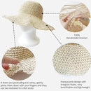 Womens Straw Beach Sun Hats, Foldable Packable Floppy Handmade Crochet Hats for Women,Large Summer Vacation Wide Brim Hat by GreenHaven Gardens