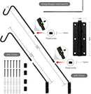 Juegoal 2 Pack Heavy Duty Deck Hook, 25 Inch to 36 Inch Wall Mounted Extended Reach Deck Hook Wall Pole Plant Bracket for Hanging Bird Feeder, Plants, Suet Baskets, Lanterns, Wind Chimes by GreenHaven Gardens