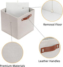 HNZIGE Foldable Storage Cubes Bins for Organizing, Set of 4, Fabric Cube Canvas Storage Bins 11 x11, Collapsible Bins for Organization with Handles for Shelf Nursery(Beige) by CozyNest Decor