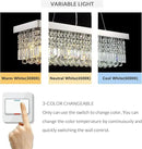 Siljoy 6-Light Modern Crystal Chandelier for Dining Room, Rectangular K9 Crystal Raindrop Chandelier, Rectangle Pendant Ceiling Light Fixture for Living Room Kitchen Island L31.5'' x W10'' x H10'' by CozyNest Decor