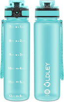 OLDLEY 32 oz Water Bottle, Motivational Water Bottle with Time Marker, Sports Water Bottle With Strap, Leakproof & BPA Free Large Water Bottles for School, Gym, Travel, Outdoor, Tritan,Green by CozyNest Decor
