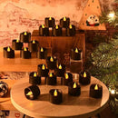 JOSU Flameless Candles Halloween Decorations, 24PCS Tea Lights Candles Battery Operated, Realistic Votive Tealights with Warm Light for Christmas Decors Outdoor(Black) by GreenHaven Gardens