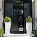LA JOLIE MUSE 26 inch White Tall Planters for Outdoor Plants,Set of 2 Large Planters for Indoor Plants,V Shaped Tree Planters for Front Door, 26'' White With Tray by GreenHaven Gardens