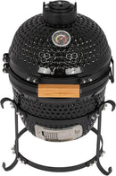 13" Round Ceramic Kamado Charcoal Grill - Heavy-Duty Black Outdoor BBQ Smoker with Heat Retention, Portable Egg Design for Grilling, Smoking, Baking & Roasting (Includes Ash Tool) by GreenHaven Gardens