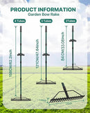 Garden Rake, 17'' Thatch Rake Heavy Duty with 63'' Long Back-Saving Adjustable Handle, Heavy Duty Metal Garden Tool for Loosening Leveling Soil, Gathering Leaves Grass, Weeding by GreenHaven Gardens