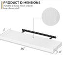 Fun Memories 36 Inch Floating Shelves - Deep Rustic White Wooden Wall Shelves - Extra Deeper & Thicker Wall Mounted Storage Shelf for Bedroom, Kitchen, Farmhouse - 2 Pack, Rustic White by CozyNest Decor