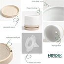 6 + 8 Inch Plant Pots, Ceramic Planter Pot with Drainage Hole & Saucer, Indoor/Outdoor Cylinder Round Planter Pot, Cream & Beige by CozyNest Decor