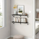 36"W x 12"D Floating Shelves, Black Deep Floating Shelves for Wall with Brackets, 12 Inch Deep Wall Shelves for Books, Wide Display Storage Shelves for Bathroom, Living Room, 36 Inch Long, Set of 2 by CozyNest Decor