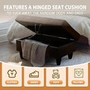 Ottoman Rectangular Storage Ottoman Bench, Flannel Footrest Stool Footstool with Lid for Living Room, Bedroom, Entryway, Dark Brown&Black, 35"x23.5"x17.5" by CozyNest Decor