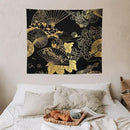 HZOHNAGO Japanese Tapestry Gold Flowers Umbrella Fan Pattern Printed Wall Tapestry Painting Wall Hanging for Bedroom Living Room Dorm 60" W x 50" H by CozyNest Decor