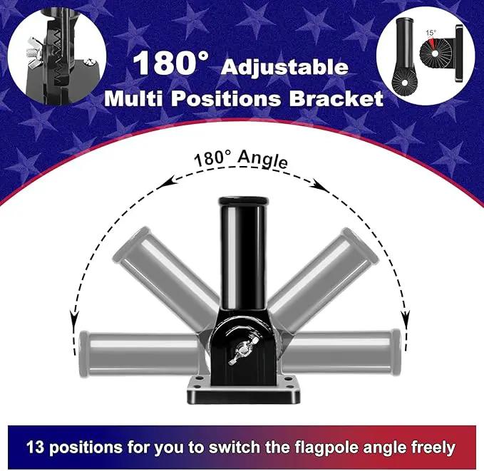 ZMTECH 6FT Flag Pole Kit with Solar Light and Proud American Flag, Adjustable Bracket and Upgraded Tangle-Free Ring 1" Stainless Steel Flagpole for Day and Night, Residential, Commercial, Black, photo 6 of 7