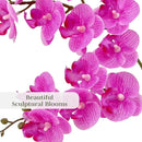 Faux Pink Orchid Plant, Premium Artificial Indoor Flower Display Stands 24”, Beautiful Sculptural Blooms That Lasts Forever, Grey Planter Pot Included by CozyNest Decor