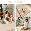Bella’s Friends Foldable Baby Play Mat for Floor, 50"x50" Vegan Leather Playpen Mat, 1.2" Extra Thick Foam, Non-Toxic, Wipe-Clean, Travel-Ready, Non-Slip Crawling Mat for Kids Toddlers&Infants, Beige by TinyTreasures Baby Boutique