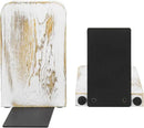 MyGift Whitewashed Wood Desktop Bookends, Decorative Bookshelf Display Organizers Office Book Shelf Decor, 1 Pair by CozyNest Decor