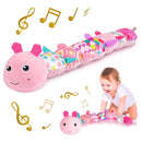 Sumobaby Infant Baby Musical Stuffed Animal Activity Soft Toys with Multi-Sensory Crinkle, Rattle and Textures, for Tummy Time Newborn 0-3-6-12 Months Girls, Caterpillar, Pink by TinyTreasures Baby Boutique