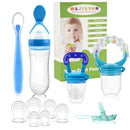 WAJIAYON Baby Fruit Feeder Pacifier - 12 Pack | 2 Infant Food Feeder Pacifier & 1 Babies Food Dispensing Spoon | Fruit Teethers for Babies | Silicone Teether Feeder Baby,Infant Teething Feeders (Blue) by TinyTreasures Baby Boutique