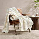 Amélie Home Chunky Knit Throw Blanket for Couch, Soft Chenille Crochet Blanket for Sofa, 50"x60", Ivory by CozyNest Decor