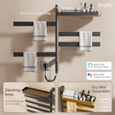 ENZE Smart Rotating Heated Towel Rack for Bathroom, Wall-Mounted Electric Towel Dryer with Swivel Bars & Shelf, Smart Timer, Low Carbon Steel, Plug-in/Hardwired, Towel Warmer with Wi-Fi App Control by TinyTreasures Baby Boutique