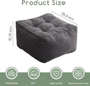 HIGOGOGO Square Stuffed Pouf Ottoman, Corduroy Poufs with Foam Chunk Filling, Furry and Fluffy Pouf Foot Stool Storage Ottoman, 25.6 X 25.6 Floor Poufs Foot Rest for Living Room, Dark Grey by CozyNest Decor