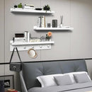 MBYD Picture Shelf Ledge, 24 Inch Floating Shelves for Wall, Nursery Book Shelves with Hooks Set of 3, Floating Shelf Wall Mounted for Bathroom,Kids Room, Living Room, Kitchen Bedroom White by CozyNest Decor