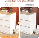 VINGLI White Dresser High Gloss Chest of Drawers, 6 Drawer Dresser for Bedroom, Modern Dressers Wood, Brown Top, 47.2" W x 15.75" D x 31.5" H by TinyTreasures Baby Boutique