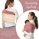 Baby Wrap Carrier, Lightweight Baby Wearing Wraps for Newborn and Infant, Soft Swaddle Holder Carrier, Cozy Baby Sling 7-35 lbs Cream+Pink by TinyTreasures Baby Boutique