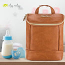 Itzy Ritzy Insulated Bottle Bag – Keeps Bottles Warm or Cool - Holds 3 Bottles & Features Interior Pocket for Ice Pack (Not Included), Cognac by TinyTreasures Baby Boutique