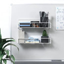 2 Pack White Magnetic Spice Rack Organizer, Space Saver for Refrigerator and Whiteboard, Metal Fridge Shelf for Kitchen and Classroom by CozyNest Decor