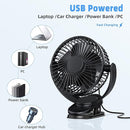ATEngeus Rechargeable Clip-on USB Desk Fan, 3 Speeds, 5000mAh Battery, 720Rotation, Sturdy Clamp for Home, Camping, Treadmill and Car by TinyTreasures Baby Boutique