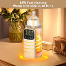 Portable Bottle Warmer, Travel-Friendly, Leak-Proof, Precise Temp-Control & LCD Display, Long Battery Life for Constant-Warm for 5-8 Hours, Feeding While Charging, Fast-Charging by TinyTreasures Baby Boutique