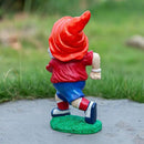 Outdoor Gnome Sculpture Garden Gnome Rugbyl Player Statue, 9.8" Tall Resin Outdoor Decoration, Red and Blue Sports Theme The for Rugby Enthusiasts by CozyNest Decor