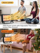JASUN Portable Space Heater Electric Radiant Heater Fast Heating with Adjustable Thermostat, Portable Indoor Heater with Handle Quiet Energy-Saving 1250W/1500W for Office Home Garage Bedroom Black by CozyNest Decor