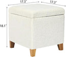 Adeco 18 Inch High Faux Fur White Cube Ottoman Storage, 3D Embossed Velvet Chair Foot Stools, Upholstered Vanity Stool with Hinged Lid, Solid Wood Legs by CozyNest Decor