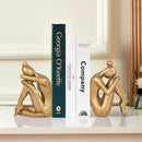 Unique Cast Iron Girl Thinker Bookends, Heavy-Duty Decorative Book Stoppers for Shelves, Creative Home and Office Desk Ornaments, 1 Pair/2 Pieces, 5.9" by CozyNest Decor